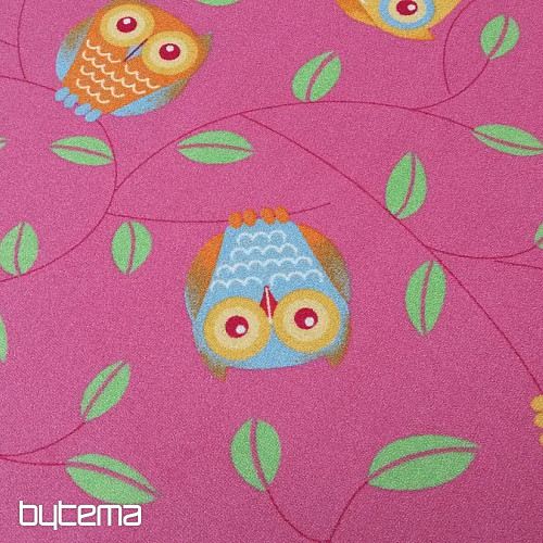 Koberec pre holky SOVY - Happy owl růžový
