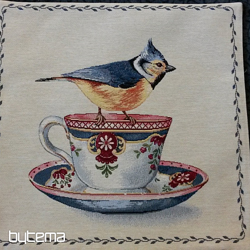 Gobelínová obliečka na vankúš BIRDS and CUP 1