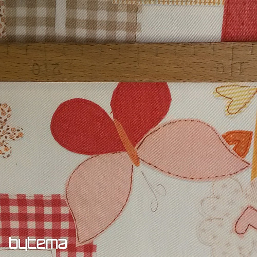 Detská dekoračná látka TWIST C01 LOVE oranžová