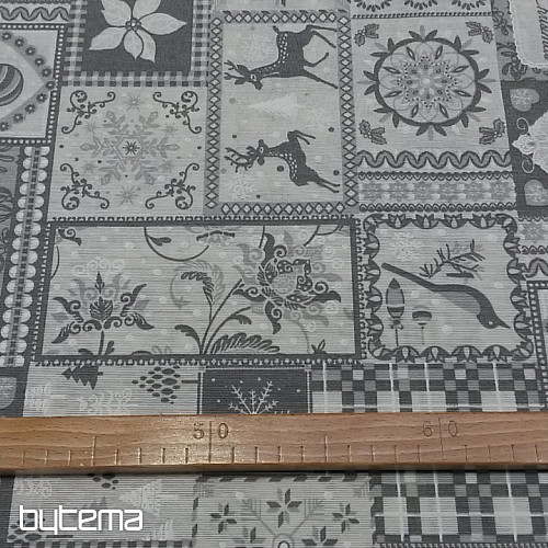 Dekoračná látka Vianočná TIROL sivá