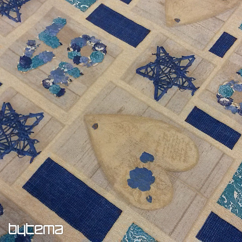 Dekoračná látka LOVE CHRISTMAS modrá