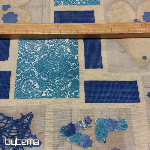 Dekoračná látka LOVE CHRISTMAS modrá