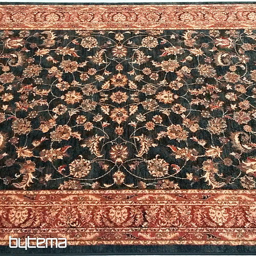 Luxusné vlnené koberce ROYAL celoplošný kvet green/black