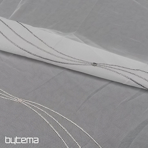 Vyšívaná luxusná záclona bílá - sivá/béž GERSTER  556/0810