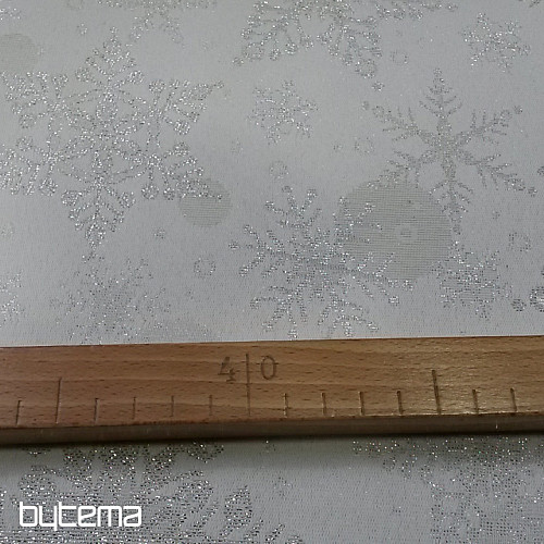 Dekoračná žakárová látka VLOČKY II. natur silver