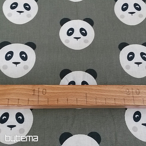 Bavlnená látka PANDA olivovo zelená