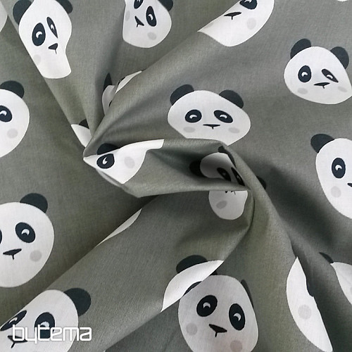 Bavlnená látka PANDA olivovo zelená
