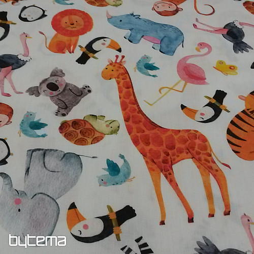 Detský bavlnený satén ZOO digitálna potlač