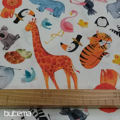 Detský bavlnený satén ZOO digitálna potlač