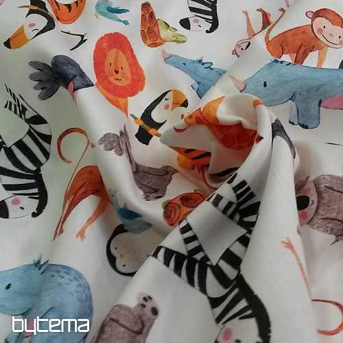 Detský bavlnený satén ZOO digitálna potlač