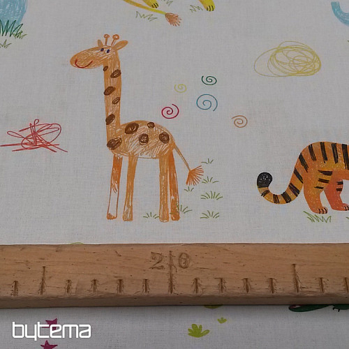 Bavlnená látka JUNGLE DOODLE