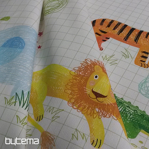 Detská dekoračná látka ZOO kreslená