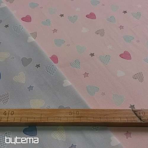 Detská dekoračná látka SRDIEČKA ružová