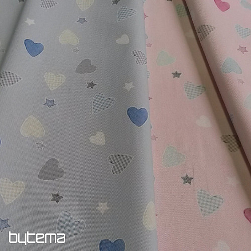 Detská dekoračná látka SRDIEČKA ružová