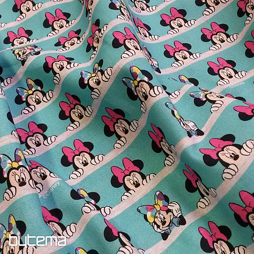 Bavlnená látka MINNIE tyrkysová
