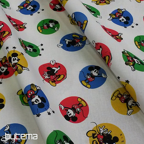 Bavlnená látka MICKEY MOUSE kolieska