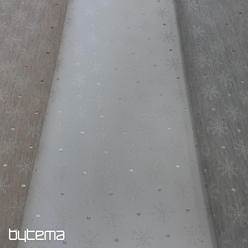 Vianočná dekoračná látka na obrusy Vločka šedá 081 šírka 280