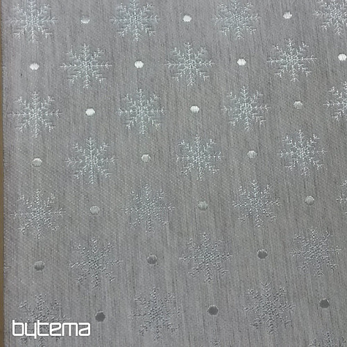 Vianočná dekoračná látka na obrusy Vločka šedá 081 šírka 280