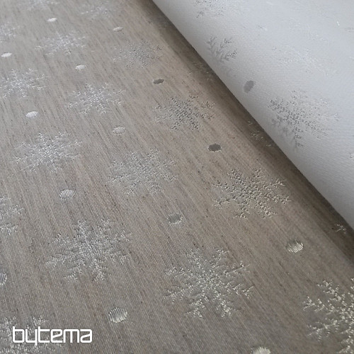 Vianočná dekoračná látka na obrusy Vločka šedá 081 šírka 280