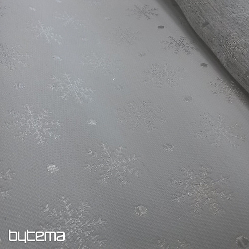 Vianočná dekoračná látka na obrusy Vločka šedá 081 šírka 280