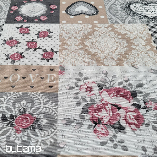Dekoračná látka LIA sivá patchwork
