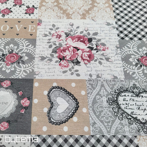 Dekoračná látka LIA sivá patchwork