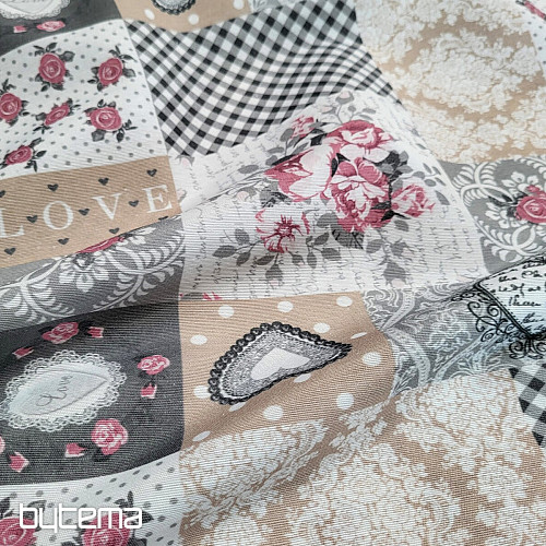 Dekoračná látka LIA sivá patchwork