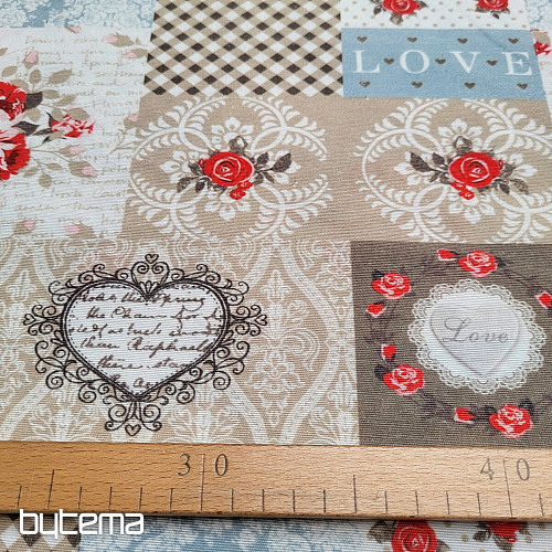 Dekoračná látka LIA béžová patchwork