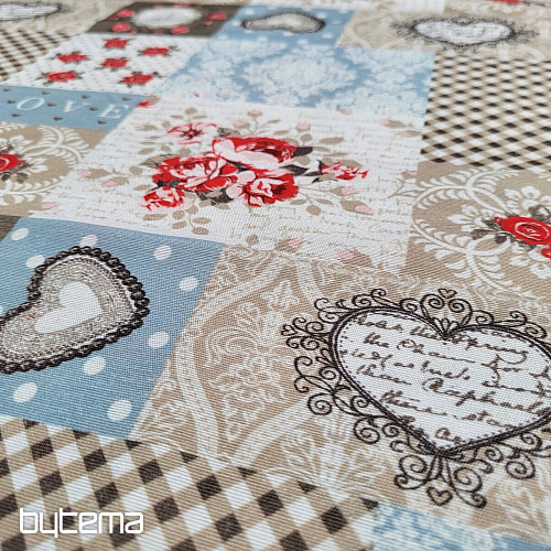 Dekoračná látka LIA béžová patchwork