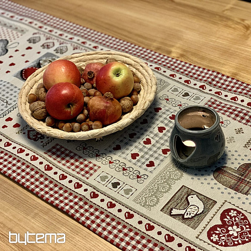 Gobelínový obrus a šál SRDCE NATUR