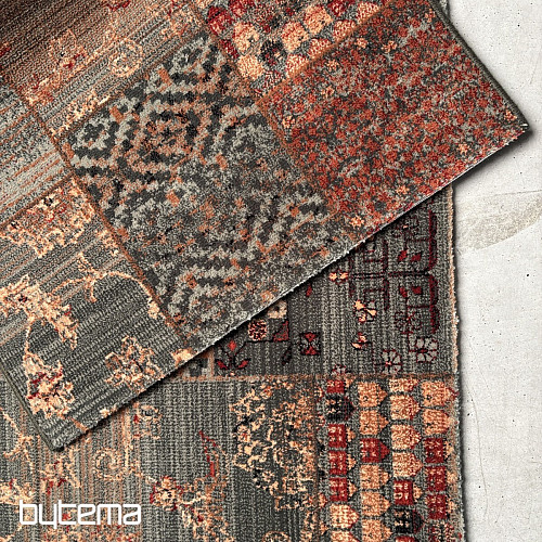Luxusné vlnený behúň ROYAL PATCHWORK green