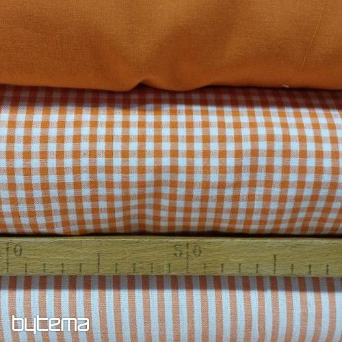 Dekoračná látka oranžový prúžok 5mm