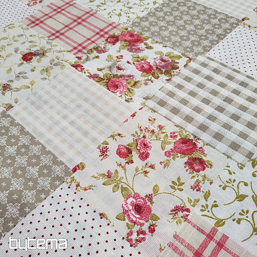 Dekoračná látka RUŽA MARTA patchwork