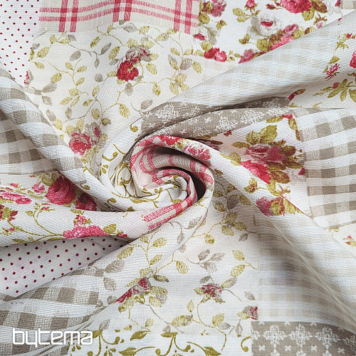 Dekoračná látka RUŽA MARTA patchwork