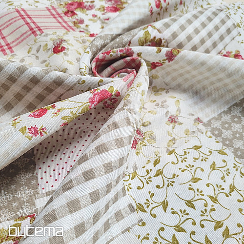 Dekoračná látka RUŽA MARTA patchwork