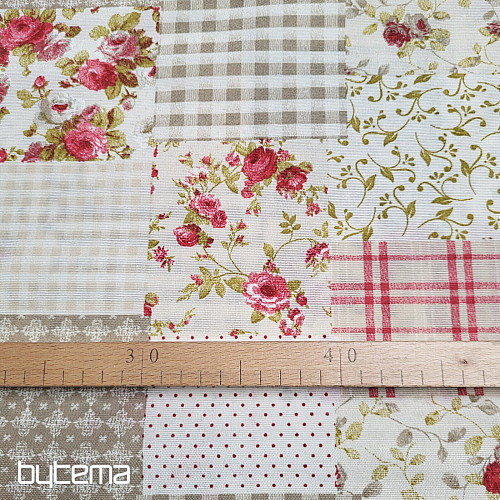 Dekoračná látka RUŽA MARTA patchwork