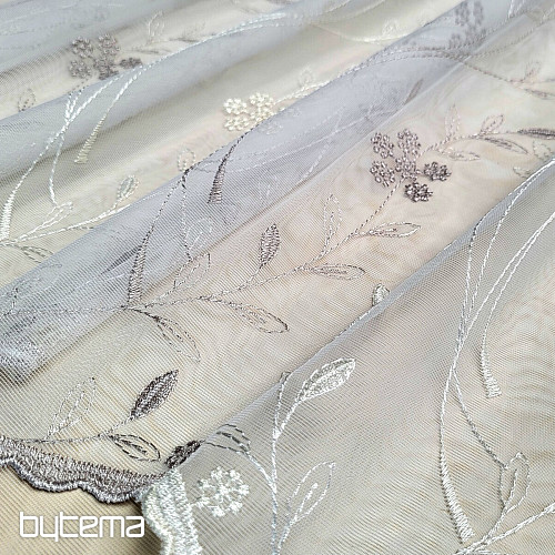 Vyšívaná luxusná záclona GERSTER 11443 bílá - béž