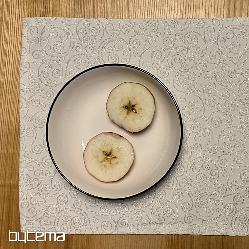 Vianočné prestieranie FLASH ornament stříbrné natur