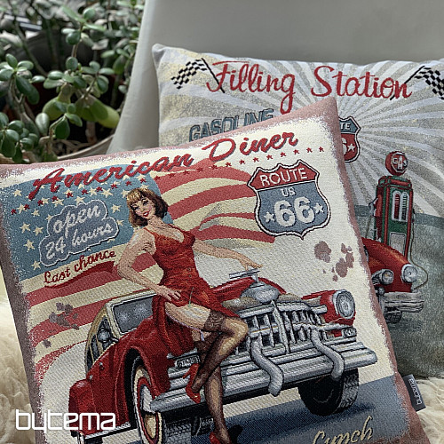 Gobelínový obliečka na vankúš AMERICAN DINER ROUTE 66