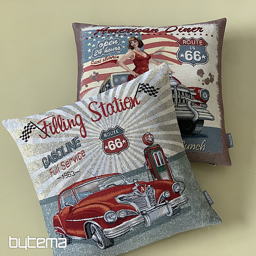 Gobelínový obliečka na vankúš AMERICAN DINER ROUTE 66