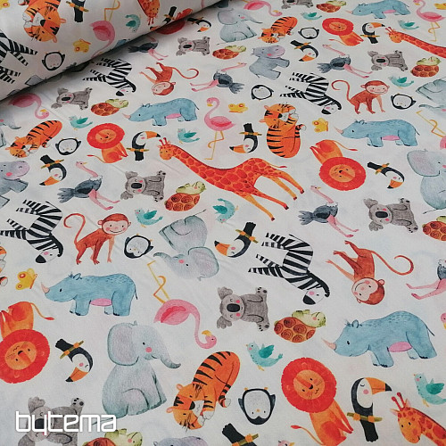 Detský bavlnený satén ZOO digitálna potlač