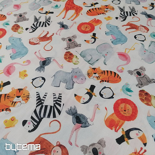 Detský bavlnený satén ZOO digitálna potlač