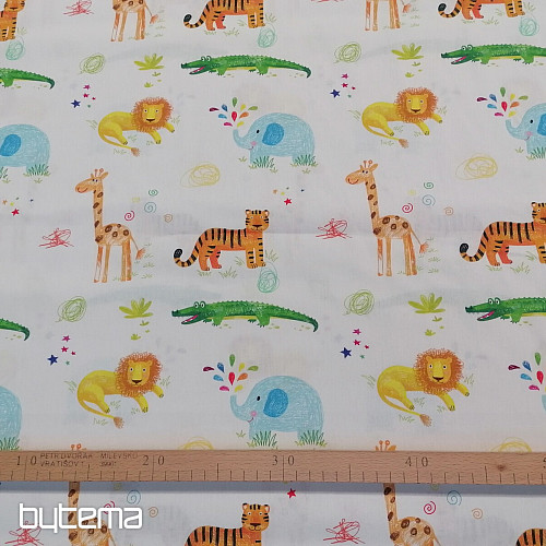 Bavlnená látka JUNGLE DOODLE