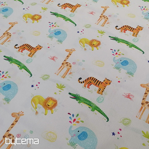 Bavlnená látka JUNGLE DOODLE