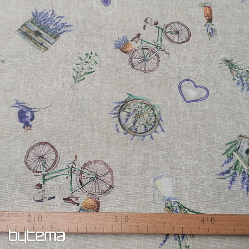 Dekoračná látka LEVANDUĽA BICYKEL 2