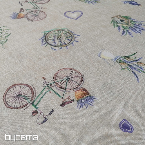 Dekoračná látka LEVANDUĽA BICYKEL 2