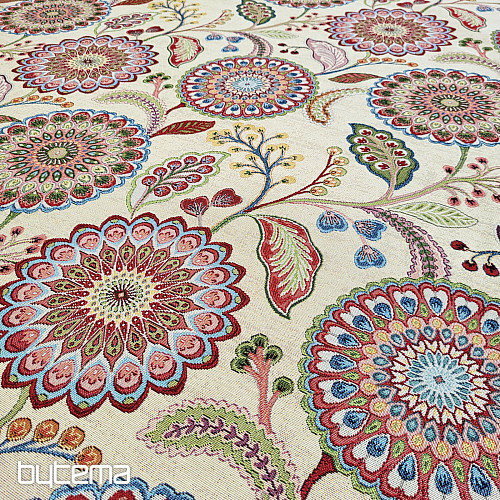 Gobelínová látka KVETY MANDALA ARCADIA