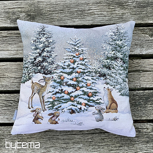 Vianočný gobelínový povlak ZVIERATKA PRI STROMKU
