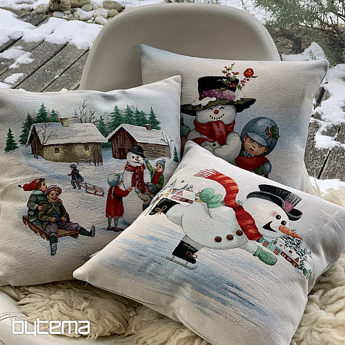 Vianočný gobelínový povlak SNEHULÁK S DEŤMI