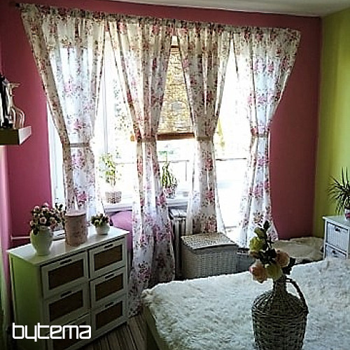 Dekoračná látka RUŽA RAKEL biela